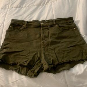7 For All Mankind Green Stretch Denim Shorts size 32